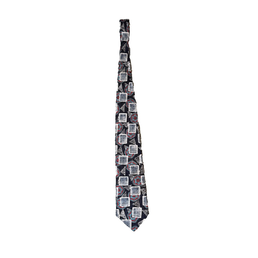 Vintage Men Oscar de la Renta Couture Collection Necktie Retro Geometric Pattern